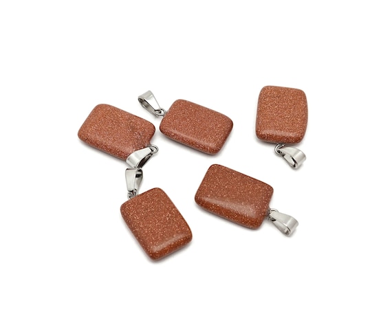 Goldstone Crystal Rectangle Shape Pendants - Wholesale Gemstones - Stone Healing Crystal Rectangle Necklace - Natural Stones - NC1721