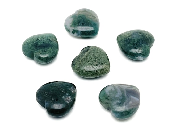 Moss Agate Heart Gemstone – Agate Heart Crystal - Healing Stones – Carving Heart - Natural stones - 2.5cm - HE1138