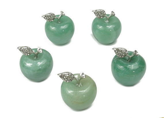 Aventurine Apple Crystal - Crystal Carving - Home Living - Cute Gift - 30x25mm - AP1006