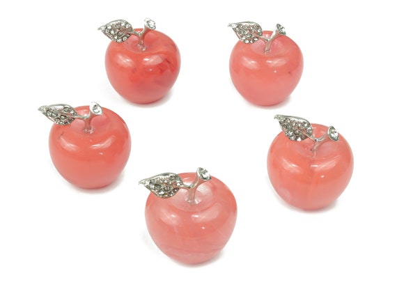 Cherry Quartz Apple Crystal - Crystal Carving - Home Living - Cute Gift - 30x25mm - AP1003
