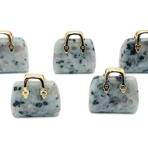 Kiwi Jasper Crystal Purse Carving - Crystal Handbag Pendant - Gemstone Purse - PU1021