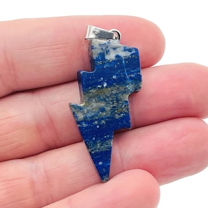 Lapis Lazuli Lightning Pendant - Lightning Crystal - Lightning Stone - Crystal Carving - NC1177