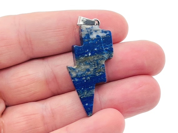 Lapis Lazuli Lightning Pendant - Lightning Crystal - Lightning Stone - Crystal Carving - NC1177