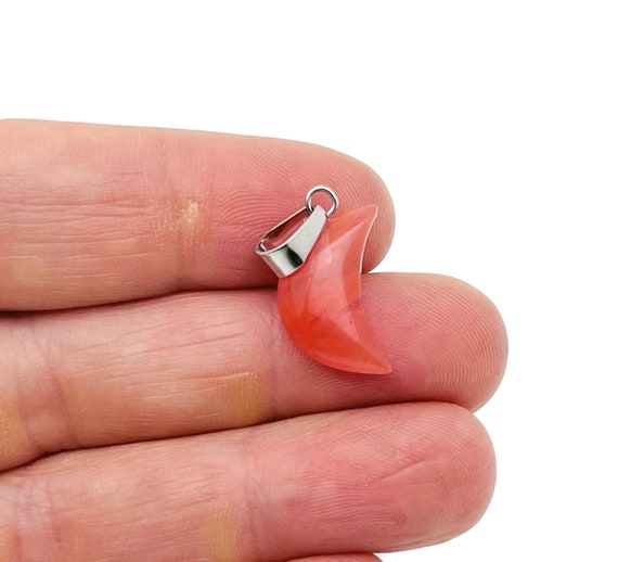 Cherry Quartz Moon Pendant - Moon Earring Crystal - Crystals Healing - Jewelry Making Supplies - NC1512