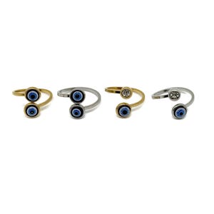 Dainty Evil Eye Ring - Gold Ring Jewelry - Sterling Silver - Jewelry Making Supplies - Friendship Birthday - NCMIX