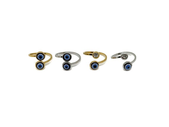 Dainty Evil Eye Ring - Gold Ring Jewelry - Sterling Silver - Jewelry Making Supplies - Friendship Birthday - NCMIX