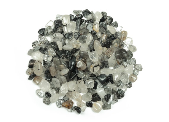 Tourmalinated Quartz Chips – Stone Healing – Bulk Natural Gemstones – Home Decor - 7-15mm - CP1106