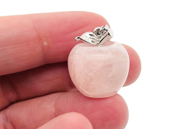 Rose Quartz Crystal Apple Pendant - Crystals Pendant Healing - Mini Crystal Pendant - Gifts - NC1224