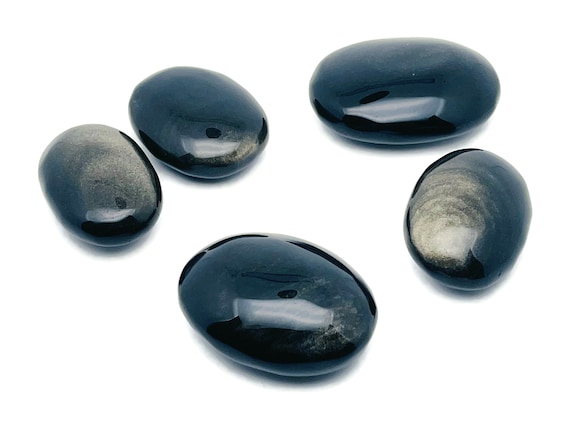 Golden Obsidian Spa Stone – Massage Golden Obsidian Palm Gemstone - Large Obsidian Stone - Crystal Palm Stone – Healing Crystal - PA1048