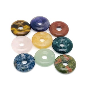 Crystal Donut Pendants - Natural Gemstone Donut - Pi Stone - Lucky Safety Pendant Jewelry - Healing Crystals - DOMIX