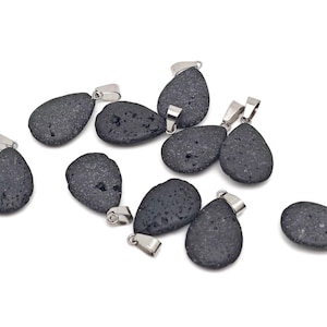 Lava Pendant - Natural Lava Stone Crystal Gemstone - Polished Lava Stone - Spiritual Stone – NC1089