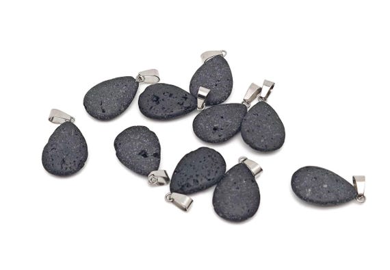 Lava Pendant - Natural Lava Stone Crystal Gemstone - Polished Lava Stone - Spiritual Stone – NC1089