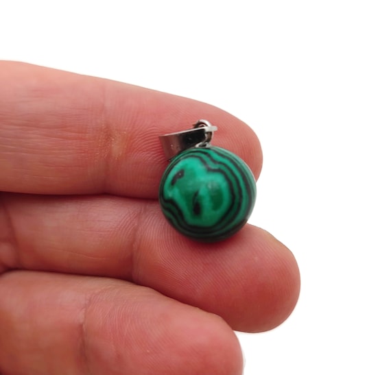 Malachite Synthetic Crystal Ball Pendant - Ball Charm Whith Brass - Crystal Round Ball Pendant - Jewelry Making - Healing Crystal - NC1381