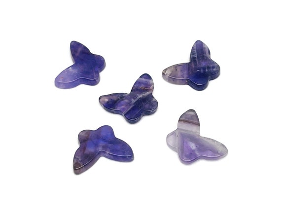 Amethyst Mini Butterfly Gemstone Pendant - Hole Crystal Jewelry - Crystal Carved Butterfly - Crystal Necklace Healing - NC1531