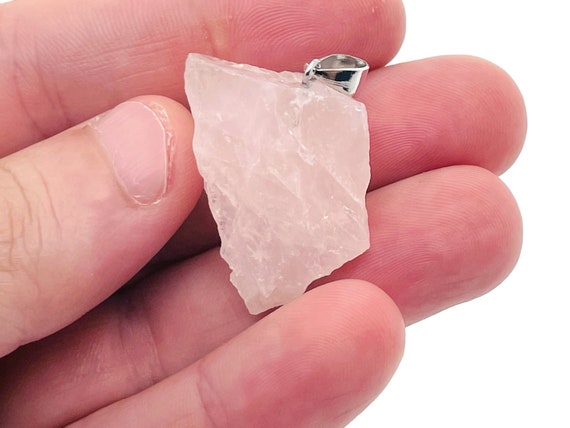 Rose Quartz Raw Crystal Pendant - Crystals Pendant Healing - Drilled Crystal - Gifts - NC1140