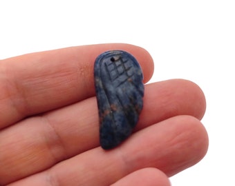 Sodalite Crystal Angel Wing Hole Pendant - Carved Angel Wing - Crystal Jewelry - Angel Wing Charms - NC1274
