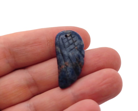 Sodalite Crystal Angel Wing Hole Pendant - Carved Angel Wing - Crystal Jewelry - Angel Wing Charms - NC1360