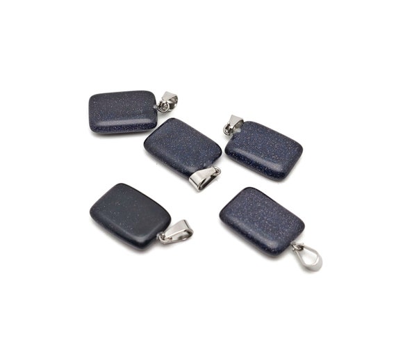 Blue Goldstone Crystal Rectangle Shape Pendants - Wholesale Gemstones - Stone Healing Crystal Rectangle Necklace - Natural Stones - NC1722