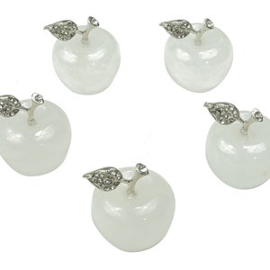 Clear Quartz Apple Crystal - Crystal Carving - Home Living - Cute Gift - 30x25mm - AP1004