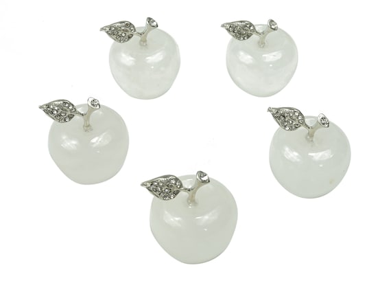 Clear Quartz Apple Crystal - Crystal Carving - Home Living - Cute Gift - 30x25mm - AP1004