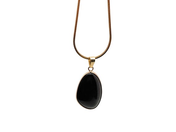 Obsidian Gold Gemstone Pendant - Dainty Crystal Pendant - Birthstone Charm - Jewelry DIY Charms - Gift Charm - NC1864