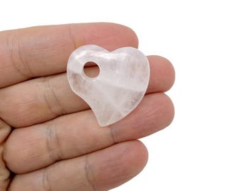 Colgante de corazón de cuarzo transparente con piedra preciosa natural – Amuleto de corazón de cristal para hacer collares - HT1001