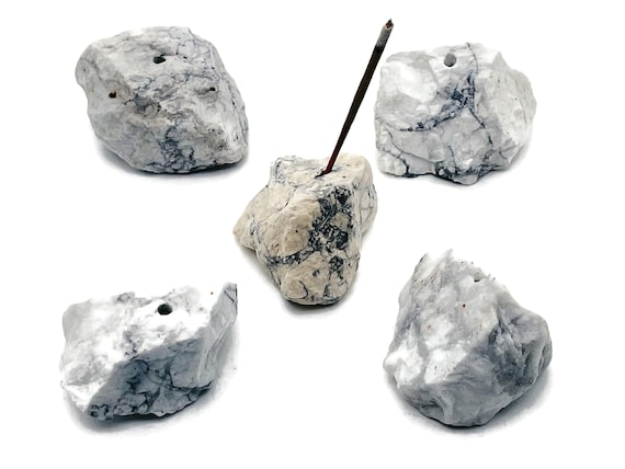 Howlite Crystal Incense Holder -Rough Crystal Stone Incense Stick Holder -Raw Stone Incense Holder - Healing Stone - RS1022