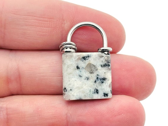 Kiwi Jasper Gemstone Lock Pendant - Crystal Lock - Healing Stone - Crystal Carving - LO1003