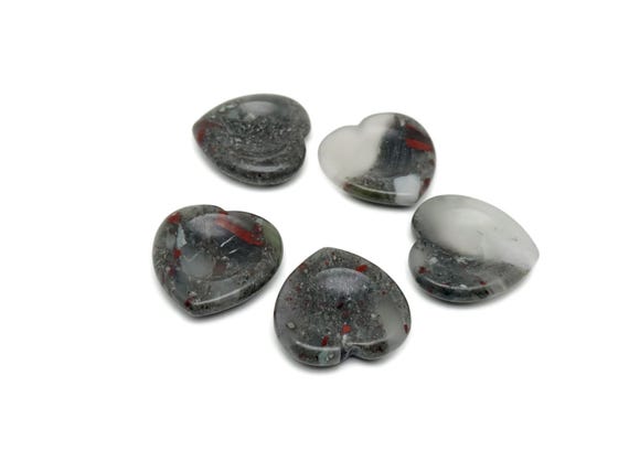 African BloodStone Heart Worry Stone – Crystal Worry Stone – Relaxing Heart Chakra - Travel Crystals - Stress Reducing - WO1004