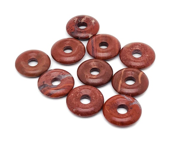 Red Jasper Crystal Donut Pendants - Natural Gemstone Donut - Pi Stone - Lucky Safety Pendant Jewelry - Healing Crystals - DO1011