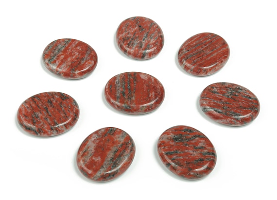 Red Sesame Jasper Flat Disk - Slab Natural Stone – Flat Stone - Worry Stone - Healing Crystals – 30x25x7 - FL1038