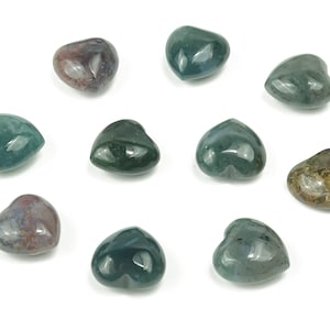 Moss Agate Heart Gemstone - Puffy Heart –  Healing Crystals - Nurturing Stone – Crystal Hearts – 15x15x9mm - HE1032