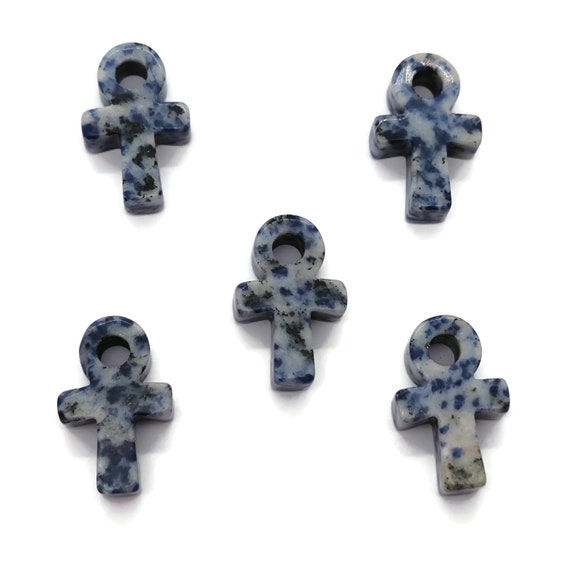Blue Spot Jasper Anka Crystal - Mini Crystal Ankhs - Handmade Carving - Anka Totem - AN1015
