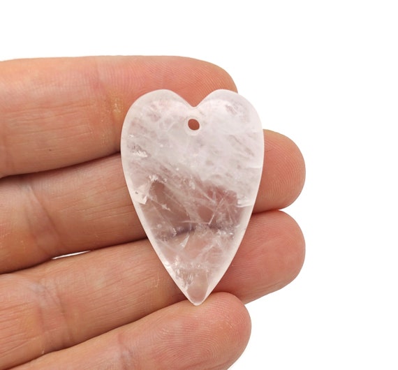 Clear Quartz Crystal Long Heart Love Pendants - Gemstone Crystal Big Sharp Heart Necklace - Heart Shaped Healing Gemstone - NC1689