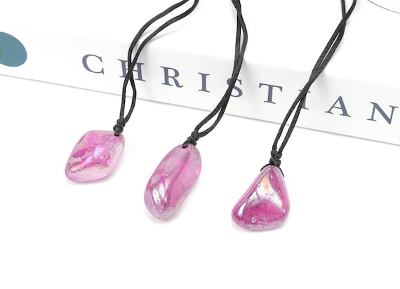 Purple Aura Quartz Pendant - Crystal Pendant – Natural Necklaces - Heling Gemstone - Gifts - NC1101