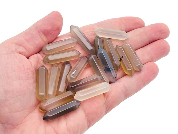 Gray Agate Terminated Carved Point – Point Small Crystal Point – Crystal Pendant - 33mm - PO1036