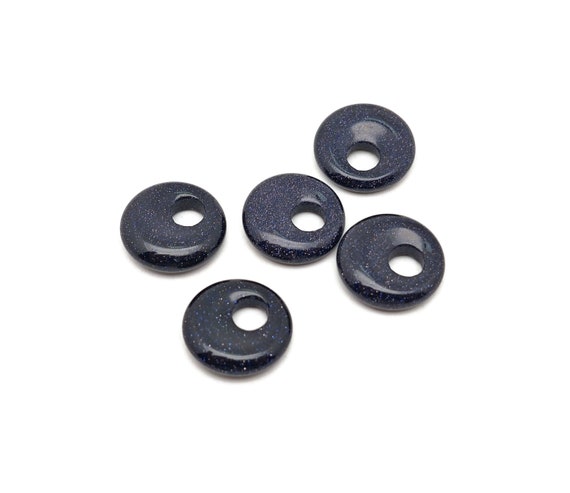 Blue Goldstone Gemstone Pi Stone - Crystal Donut Pi Stone - Pi Stone -Crystal Earrings - Lucky Safety Pendant Jewelry - 18mm - DO1026