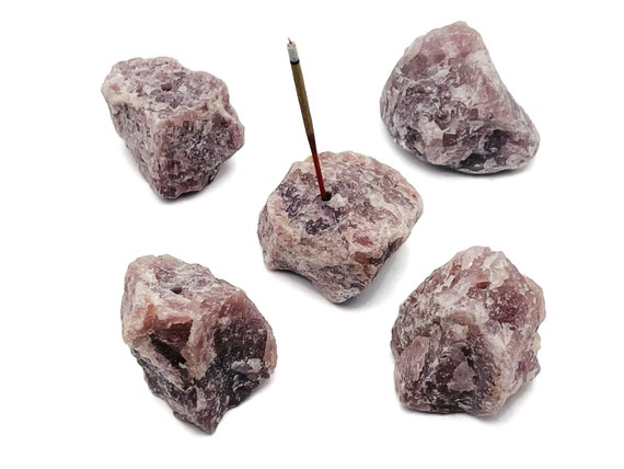 Strawberry Quartz Crystal Incense Holder -Rough Crystal Stone Incense Stick Holder -Raw Stone Incense Holder - Healing Stone - RS1014