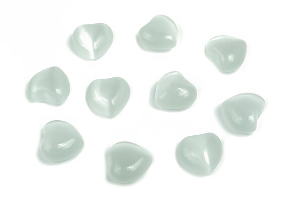 White Cats Eye Heart Gemstone - Puffy Heart –  Healing Crystals - Nurturing Stone – Crystal Hearts – 15x15x9mm - HE1026
