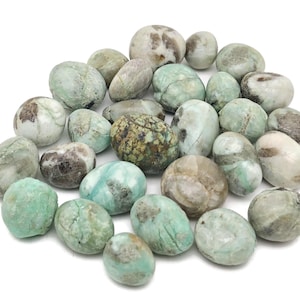 Green Moonstone with Azurite Tumbled Stone - Garnierite Green Moonstone - Loose Stones - Bulk Crystals - TU1310