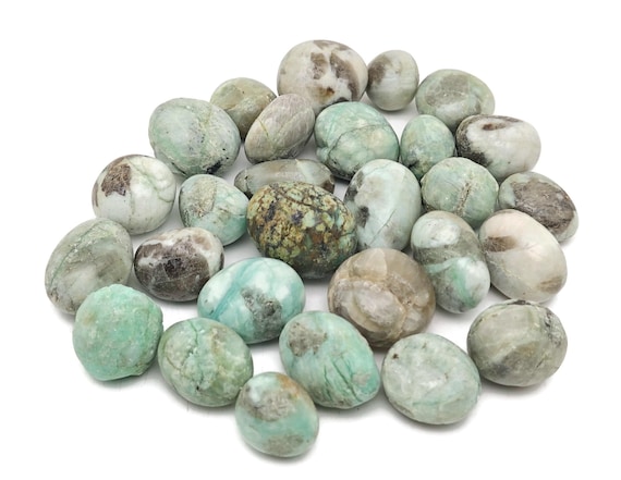 Green Moonstone with Azurite Tumbled Stone - Garnierite Green Moonstone - Loose Stones - Bulk Crystals - TU1310