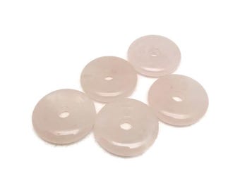 Colgante de donut de cristal de cuarzo rosa - Piedra Pi pulida - 30 mm - DO1097