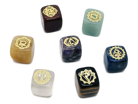 Natural 7 Chakra Stones Set - Chakra Meditation Ornament – Positive Energy – Reiki Stones - Healing Crystal Stones – Square Stones - CH1004