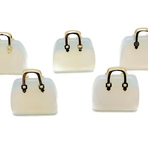 Opalite Crystal Purse Carving - Crystal Handbag Pendant - Gemstone Purse - PU1008