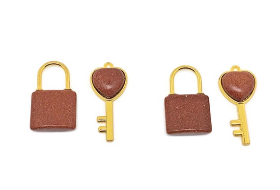 Goldstone Heart Key Pendants - Crystals Pendant Healing - Mini Crystal Pendant - Gifts - KA1008