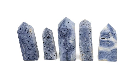 Blue Coral Obelisk Tower Stone - Gemstone Tower - Meditation Gemstone - Crystal Gifts - Home Crystal Decor - TW1149