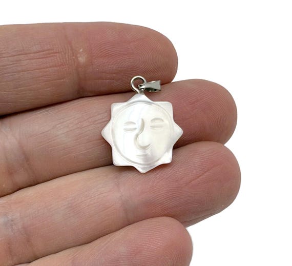 Natural Pearl Sun Face Pendant - Crystals Pendant Healing - Sea Shell Pendant - NC1827