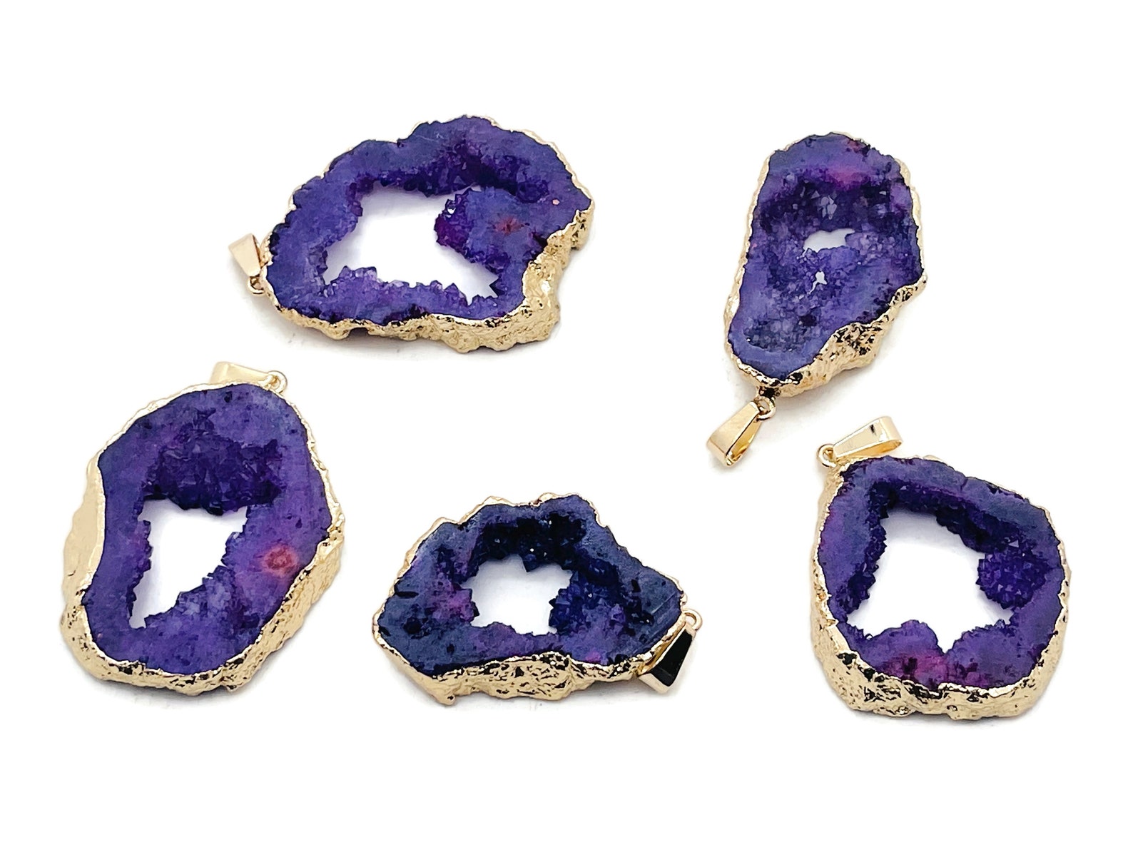 Purple Agate Geode Druzy Slice Pendnat Oco Agate Geode Pendant 