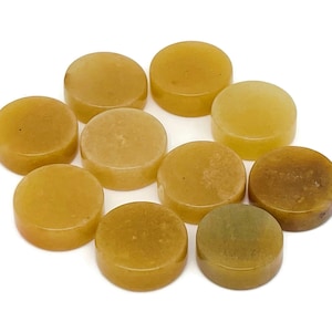 Yellow Jade Gemstone Flat Disk - Crystal Round Coin - Loose Gemstone - Cabochon Gemstone - Handmade Gemstone Round - FL1085