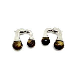Tiger Eye Stud Earrings – Grounding Crystal Jewelry for Protection & Confidence - Chakra Earrings - NC1937